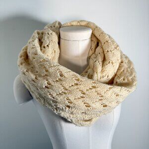 Blarney Aran Originals Wool Knit Scarf Irish Knit Infinity Scarf Cream Cozy